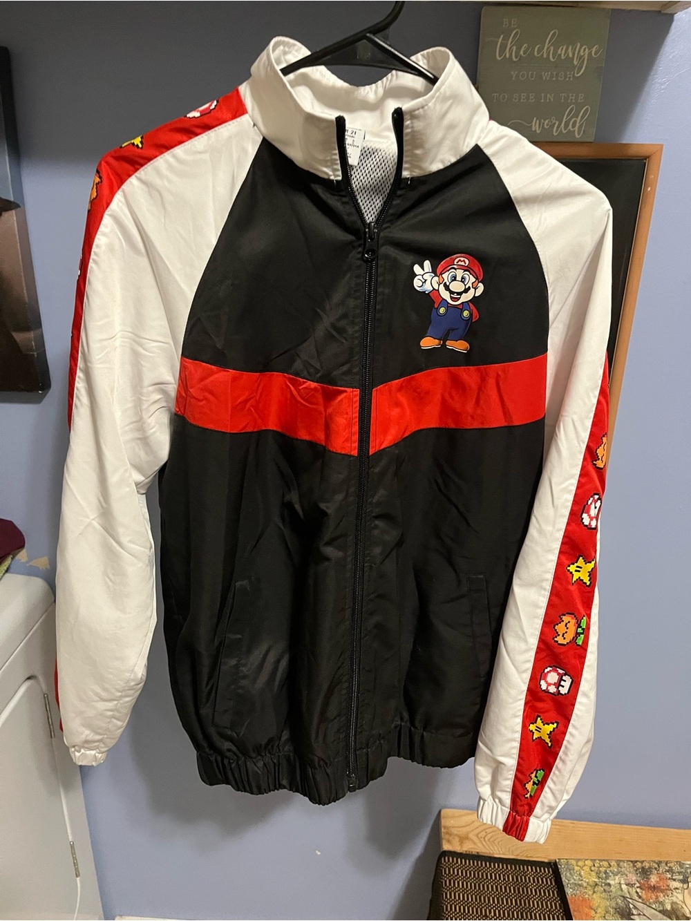 Forever 21  Black, White & Red Super Mario Puffer Jacket